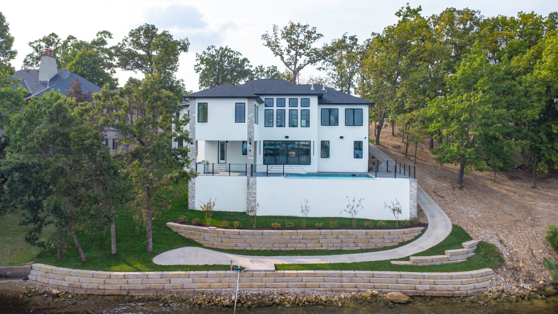 Rear Elevation luxury modern lake front property