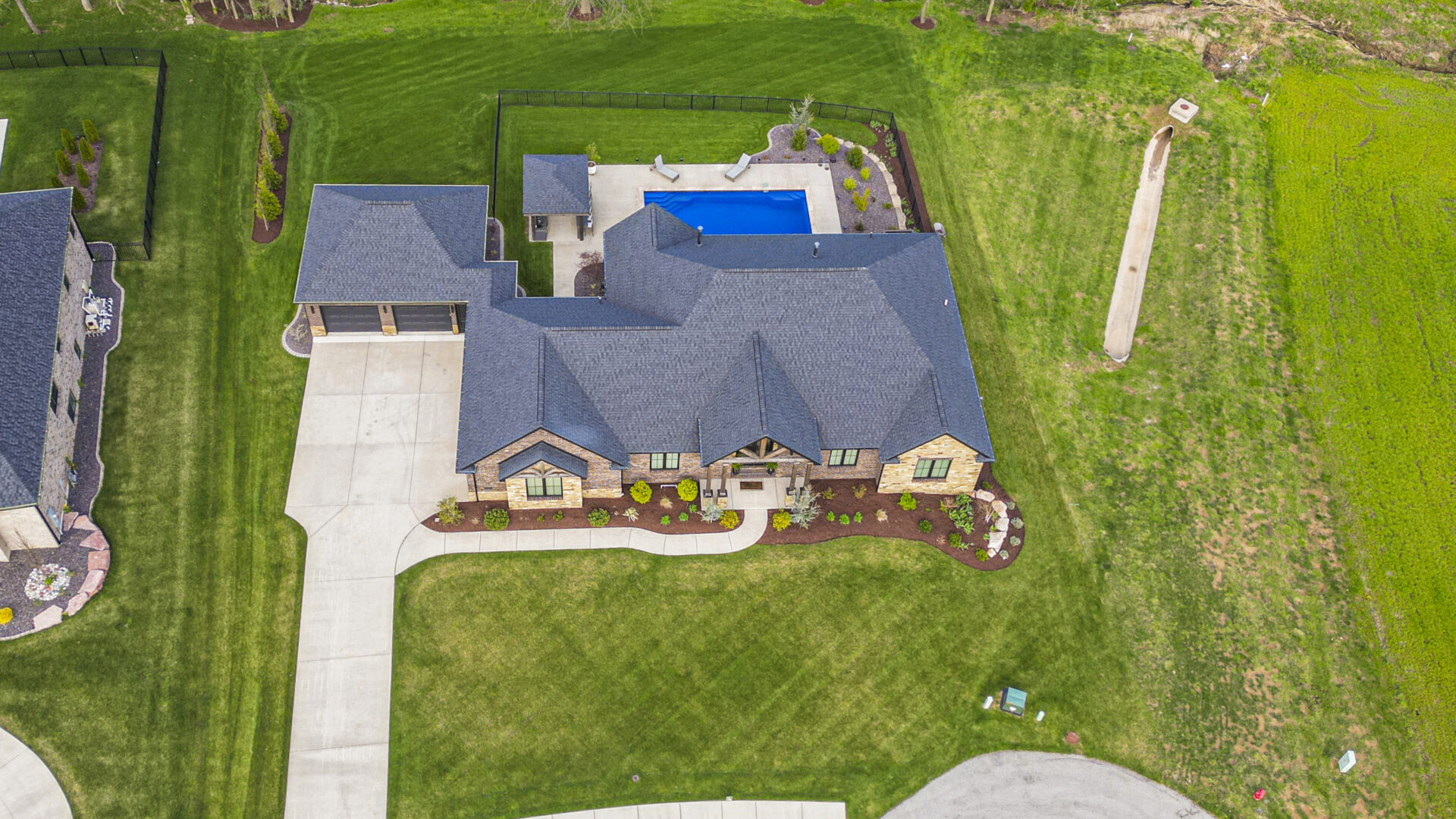 drone contemporary-mountain style-wooden beams-brick-stone